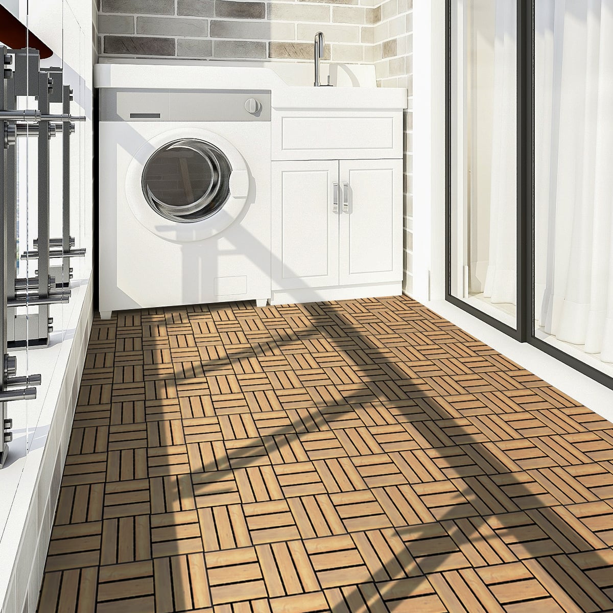 20 PCS Wood Tiles Acacia Wood Interlocking Floor Tiles
