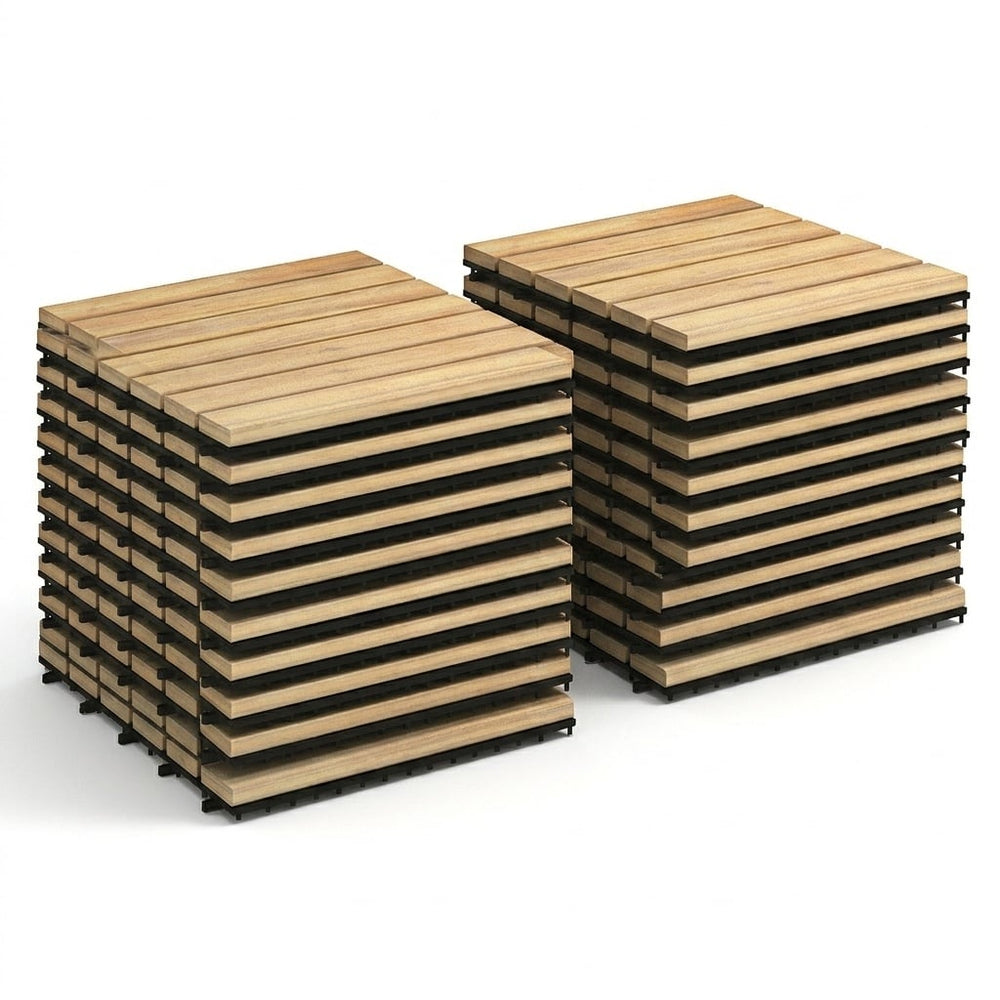20 Pieces Acacia Wood Interlocking Floor Tiles for Terrace