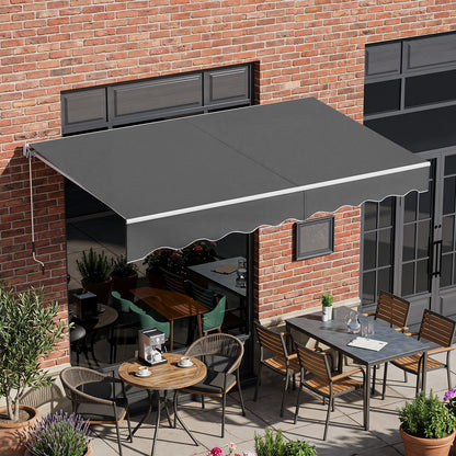 200 x 245cm Manual Retractable Awning with Adjustable Angle-Grey