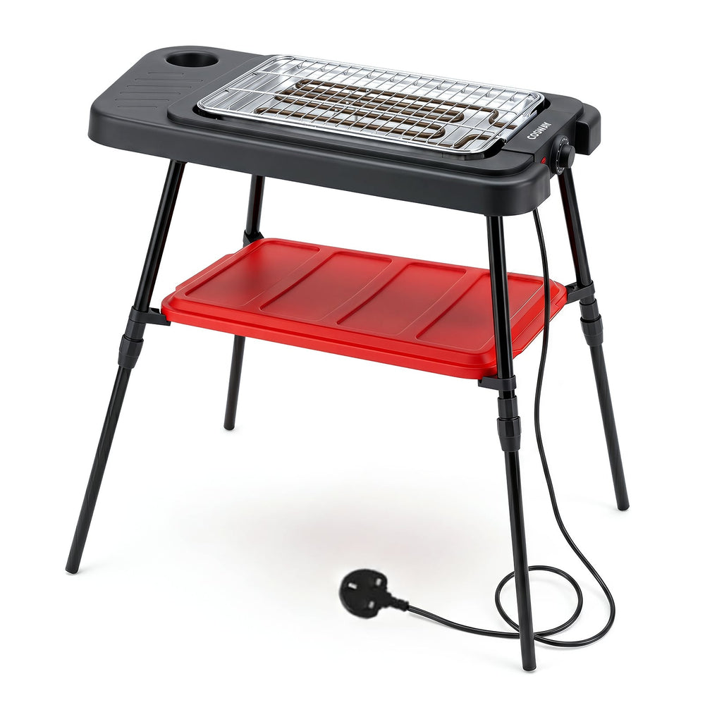 2000W Outdoor BBQ Grill with Detachable Stand Dual Plates-Red