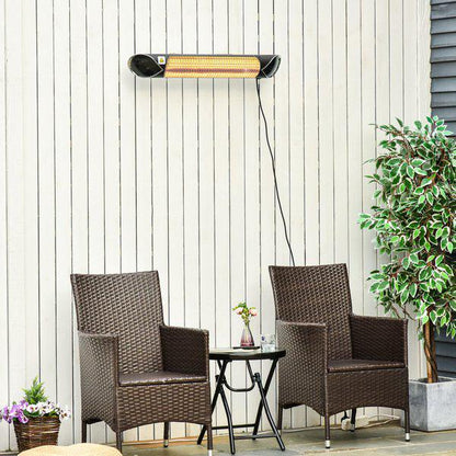 Outsunny 2000W Electric Infrared Patio Heater Wall Mounted Carbon Fibre Heater with Remote Control, 4 Heat Settings, 24-Hour Timer for Indoor Outdoor, Black