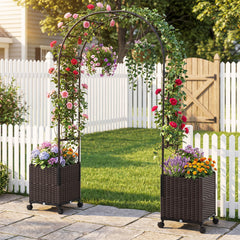 200cm Garden Arch Trellis with 2 Planter Boxes for Climbing Plants
