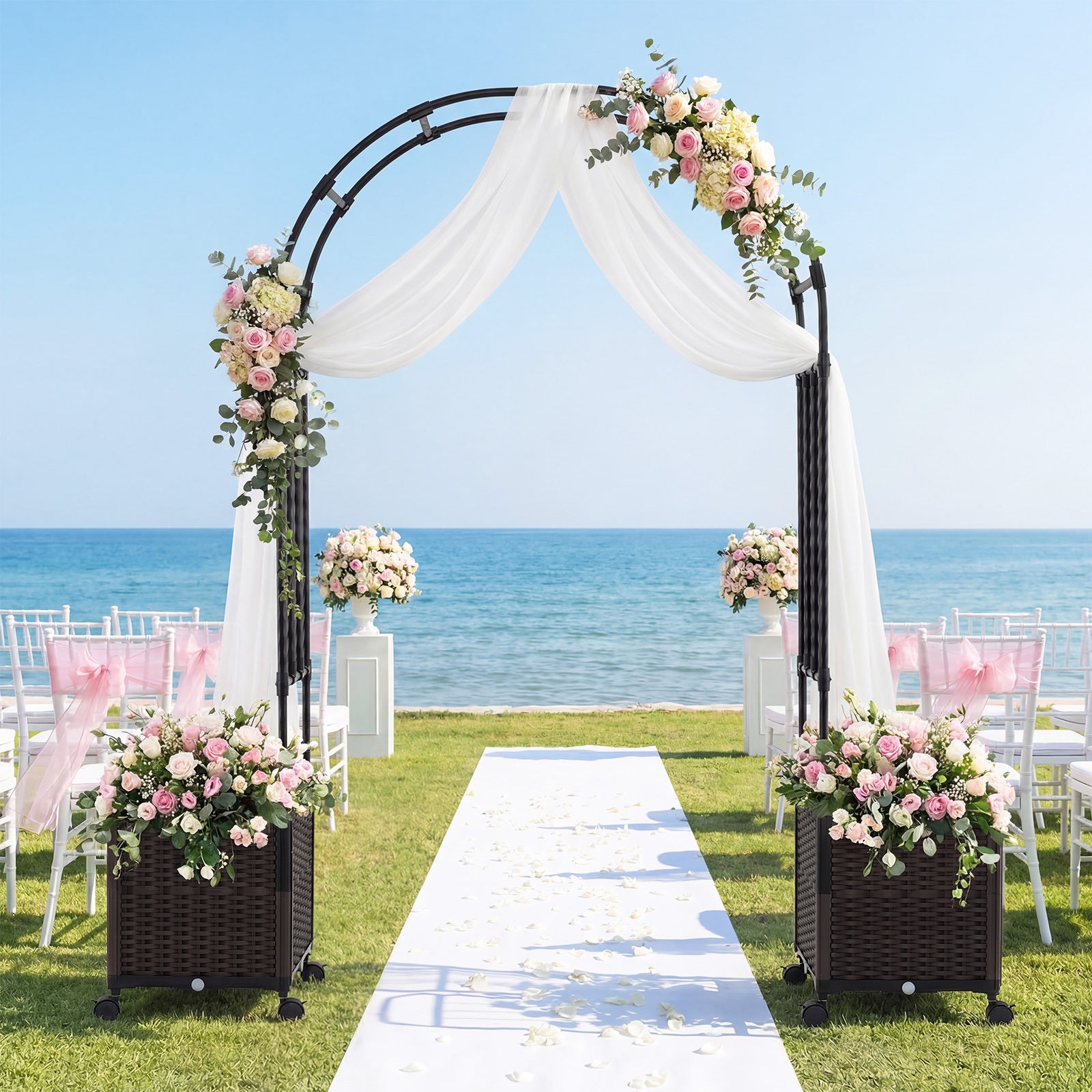 200cm Garden Arch Trellis with 2 Planter Boxes for Climbing Plants