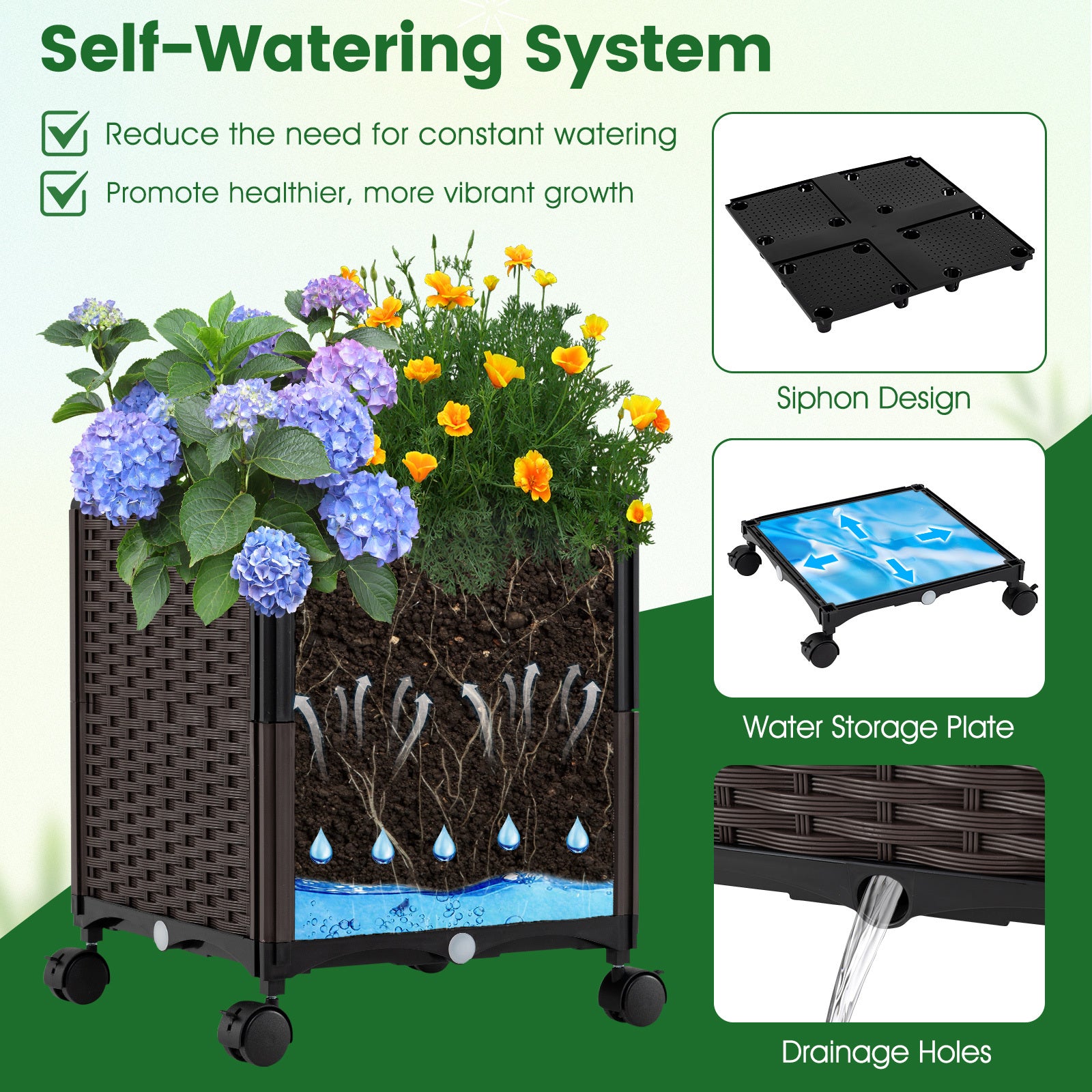 200cm Garden Arch Trellis with 2 Planter Boxes for Climbing Plants