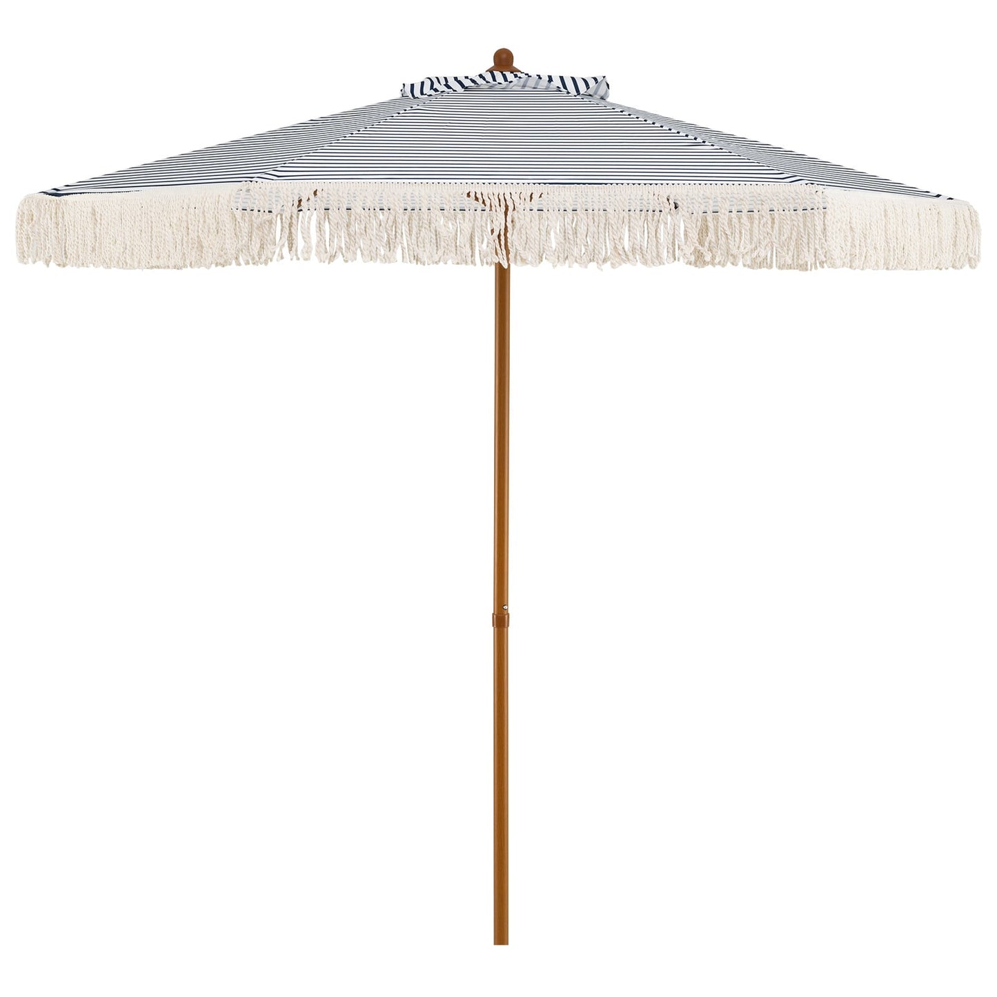 200cm Patio Umbrella with Fringe and Sun-Protective Polyester Canopy for Beach Backyard-Blue
