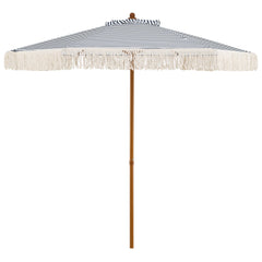 200cm Patio Umbrella with Fringe and Sun-Protective Polyester Canopy for Beach Backyard-Blue