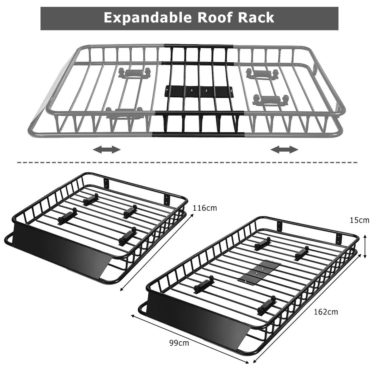 1.6M x 1M Universal Extendable Luggage Roof Tray Holder