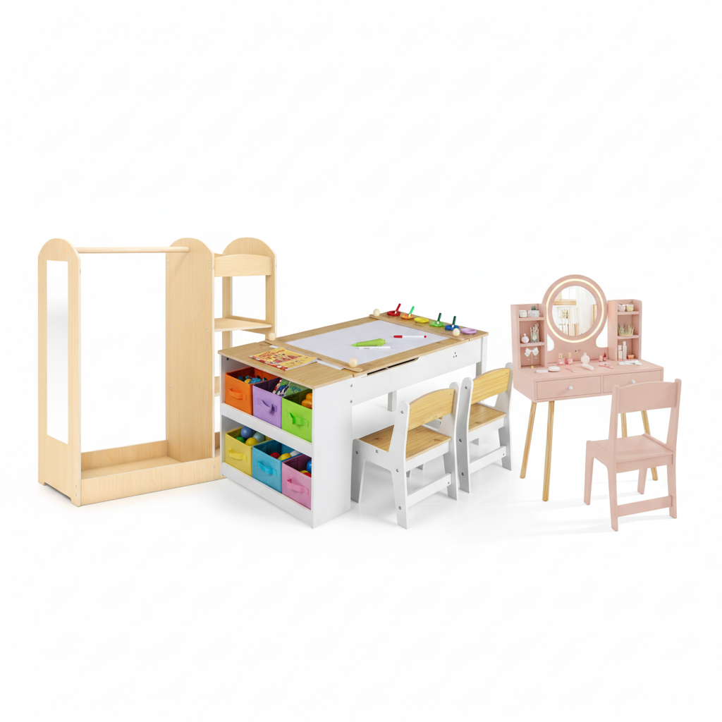 Kids Creative Play Bundle: Dress-Up Storage, Vanity & Art Table