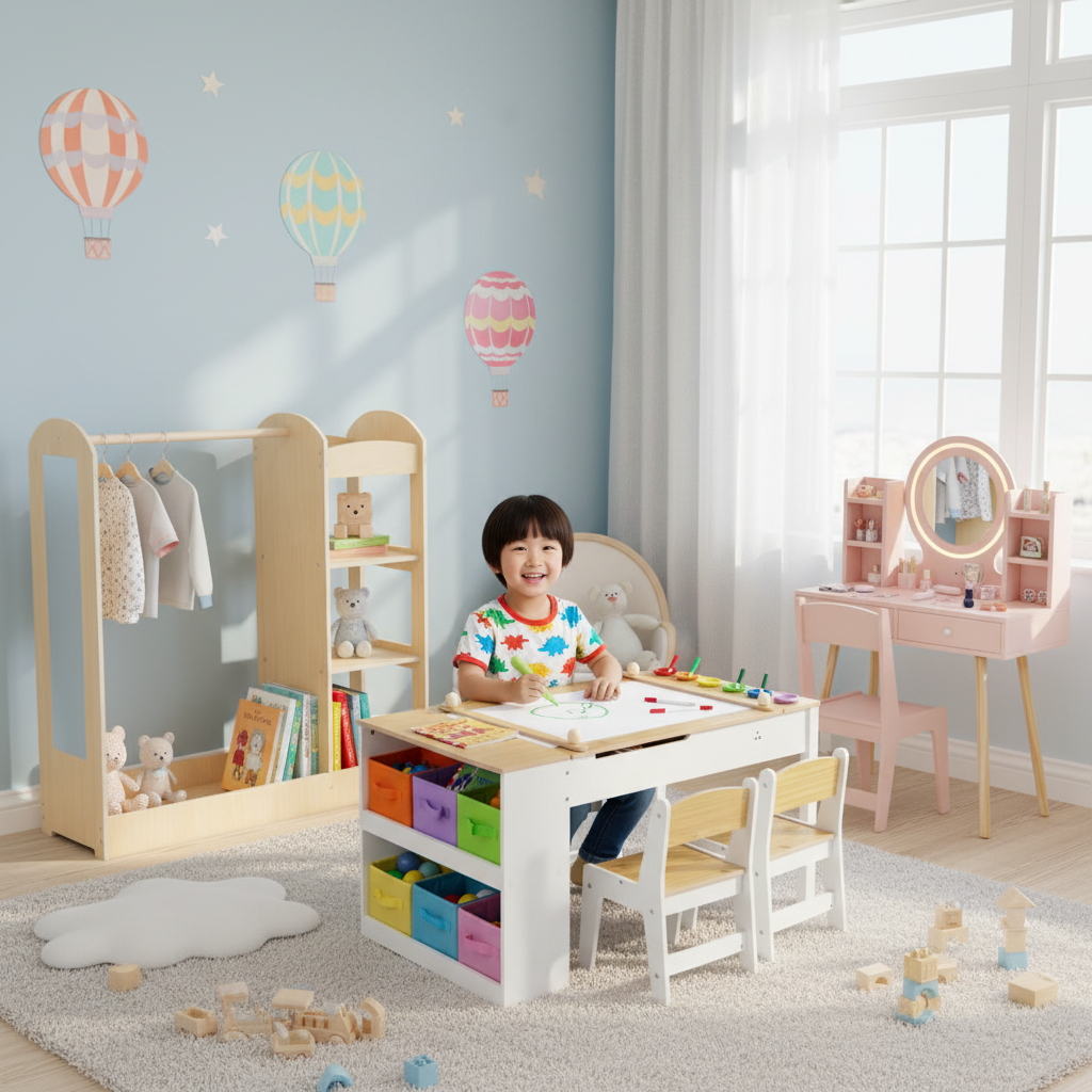 Kids Creative Play Bundle: Dress-Up Storage, Vanity & Art Table