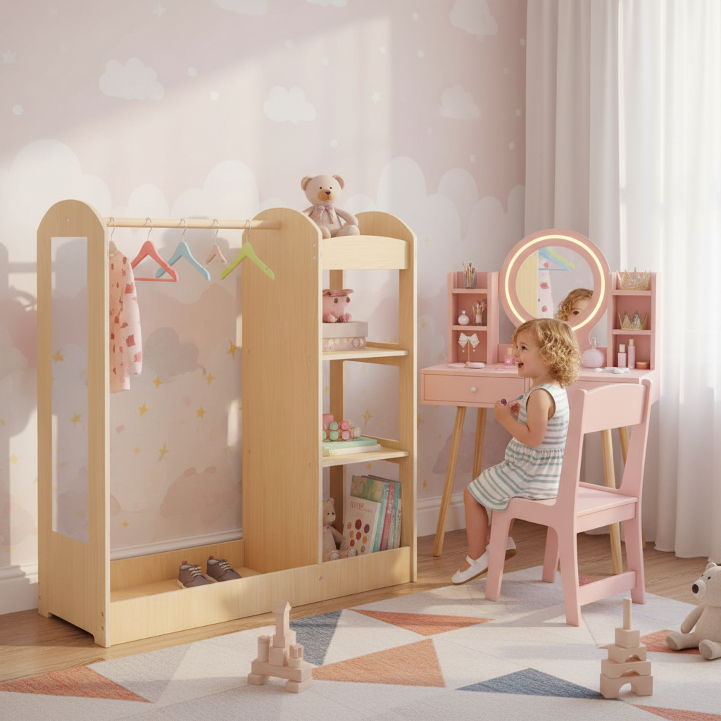 Kids Creative Play Bundle: Dress-Up Storage, Vanity & Art Table
