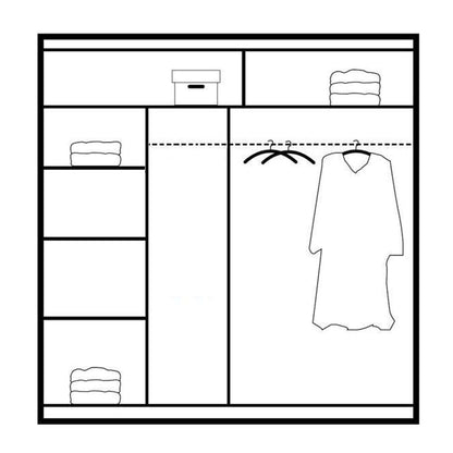 Vista Mirrored Sliding Door Wardrobe 203 cm- Black, White and Oak
