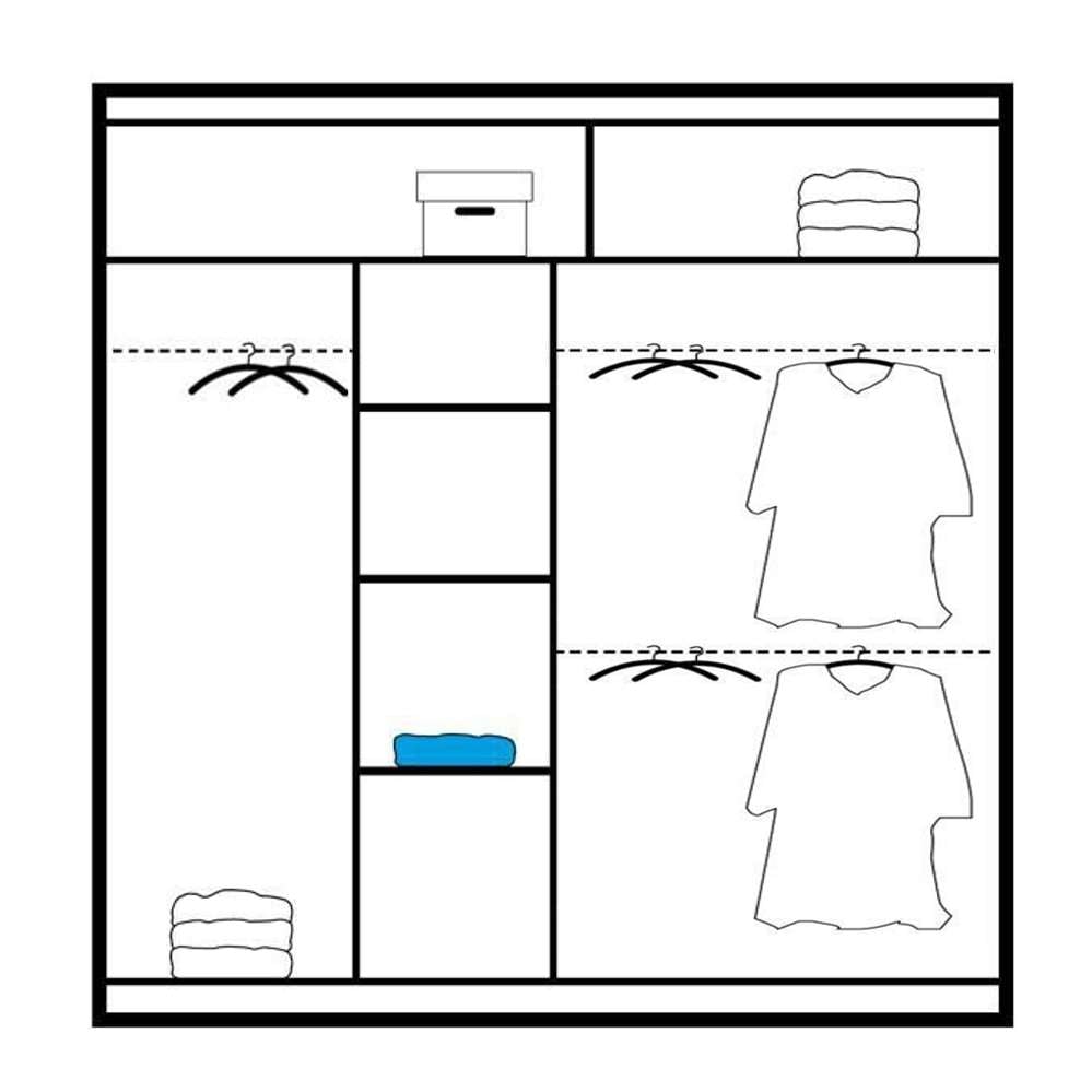 Vista Mirrored Sliding Door Wardrobe 203 cm- Black, White and Oak