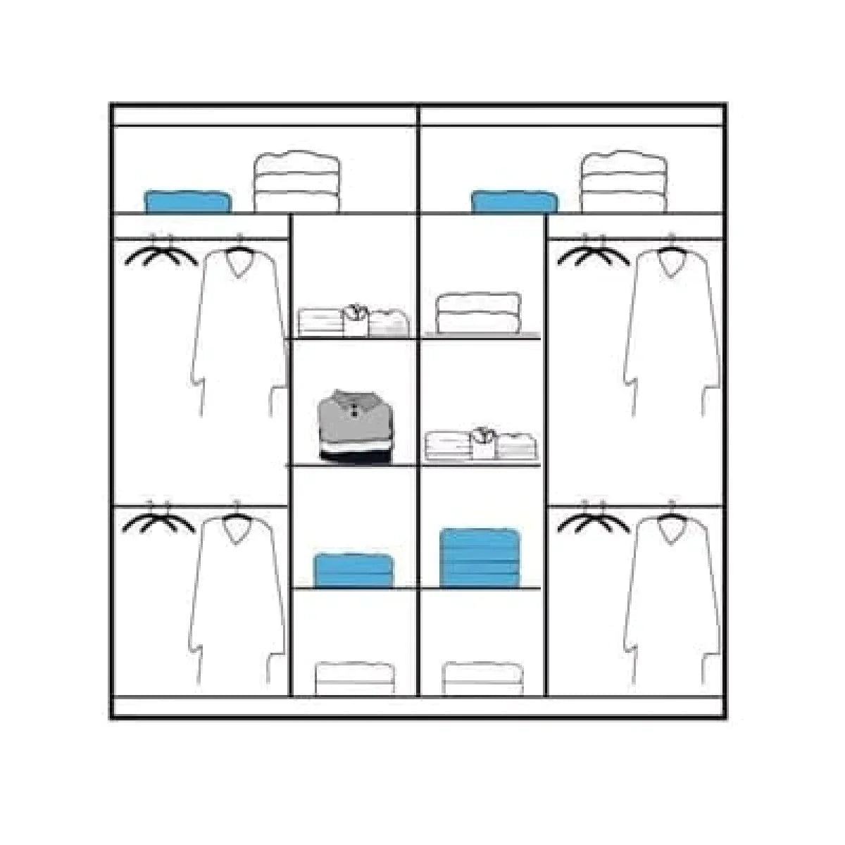 Caledonia Sliding Door Mirror Wardrobe - White, Grey, Black or 150cm and 203cm