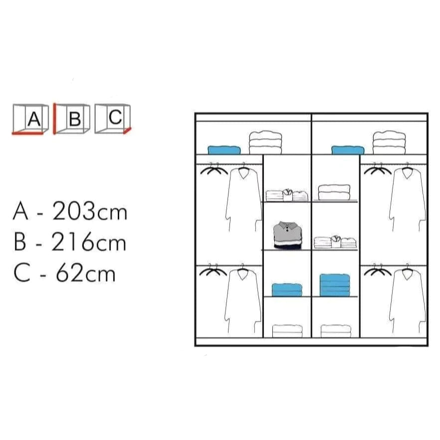 Chicago II Sliding Door Wardrobe - Grey and 5 Colours 5 Sizes