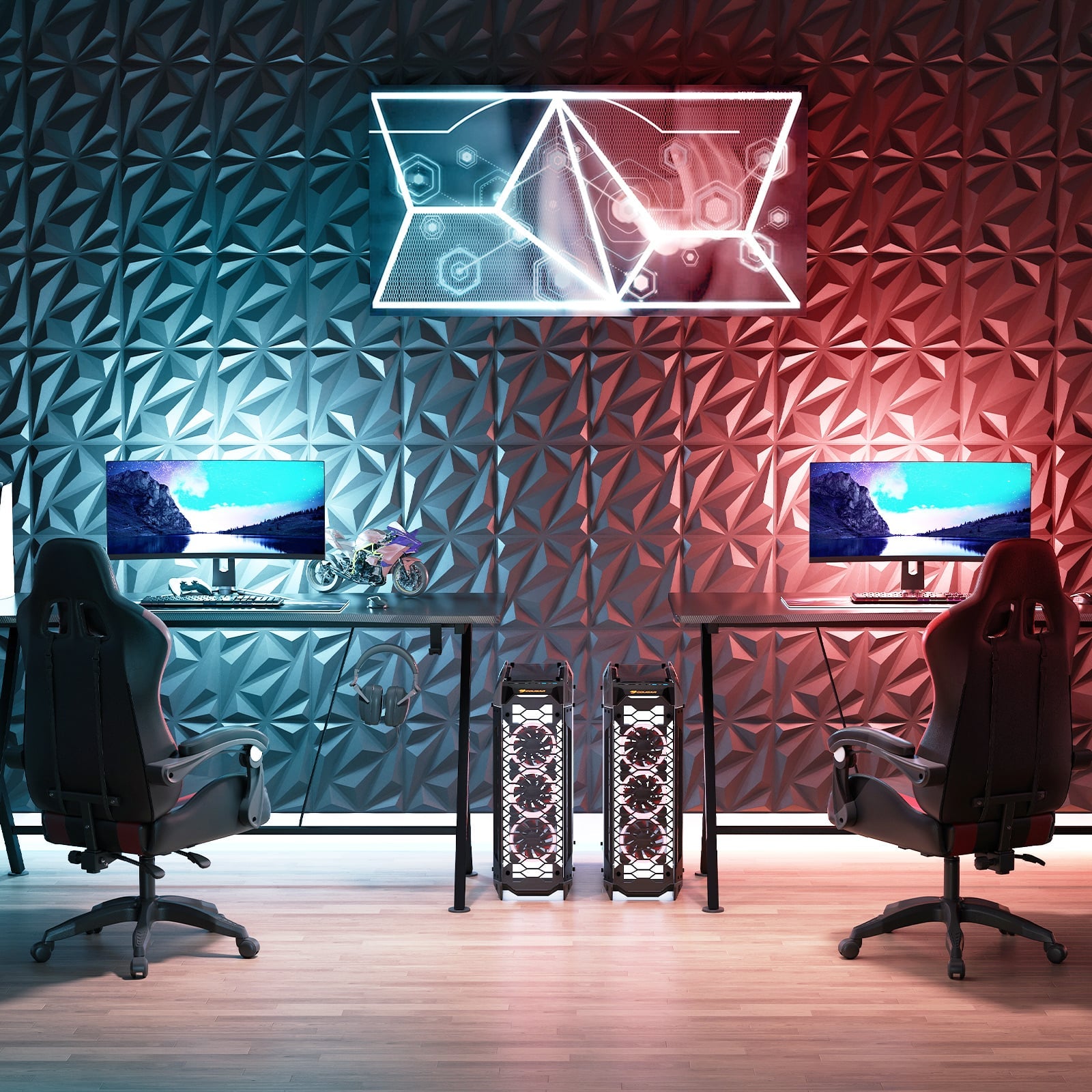 20-Pack 3D Acoustic Wall Panels  with Diamond Texture-Black