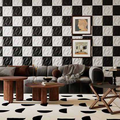 20-Pack 3D Acoustic Wall Panels  with Diamond Texture-Black