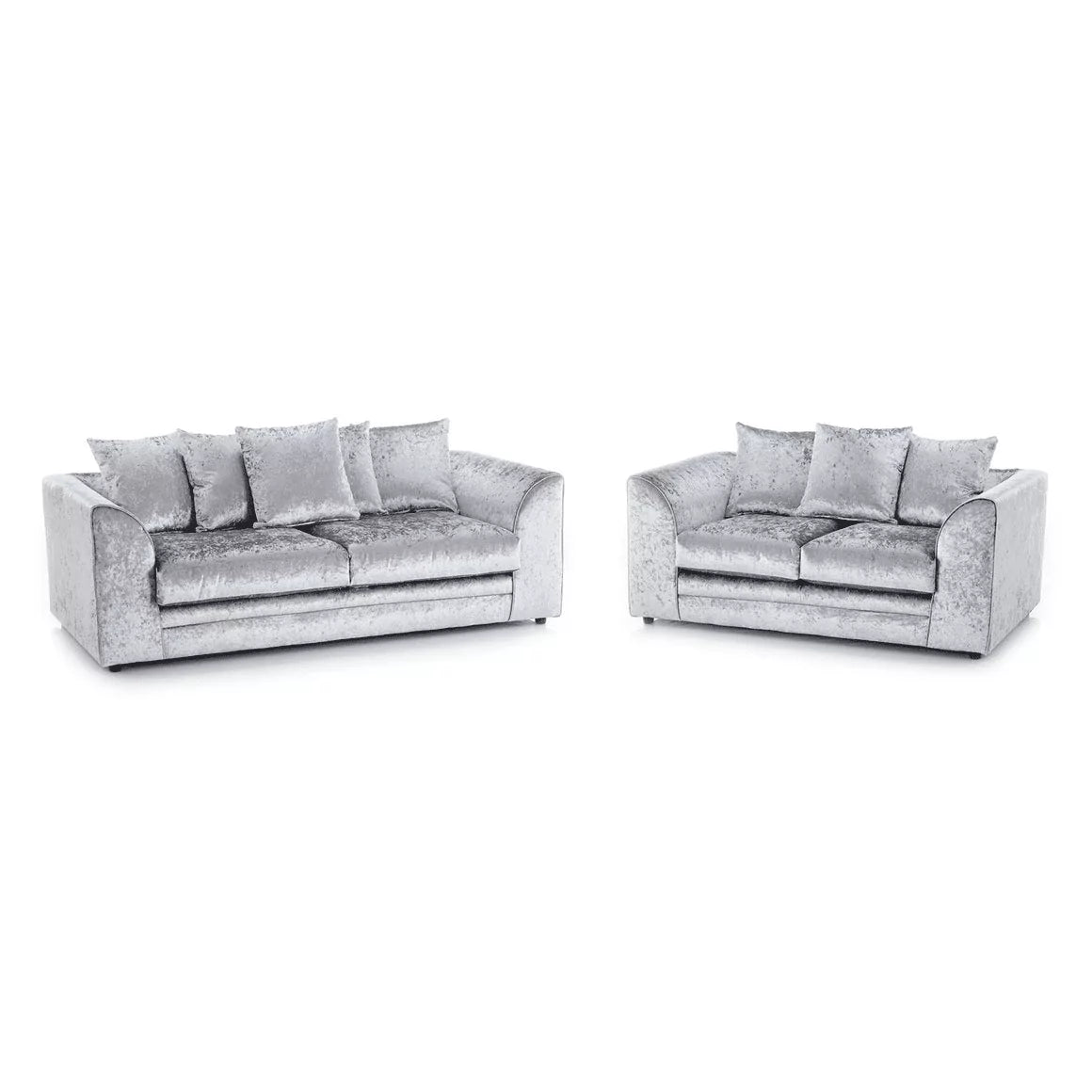 Classic Design Crushed Velvet 3+2 Sofas - Silver or Black