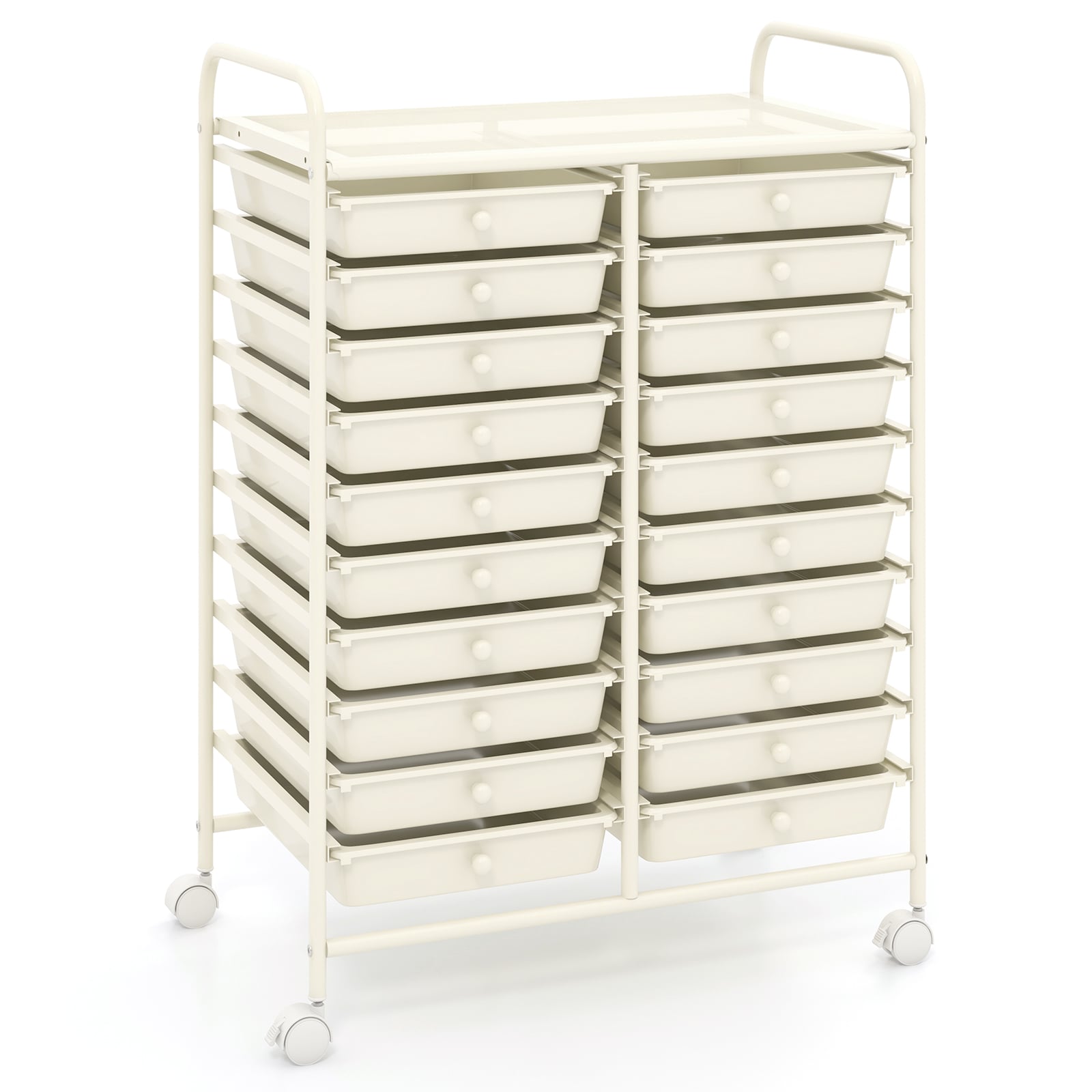 20 Drawers Storage Trolley with 4 Wheels for Beauty Salon-White