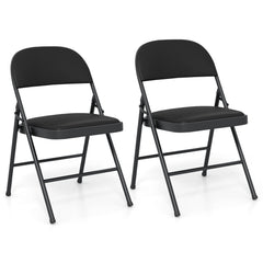 Folding Chairs Padded Party Chairs with Metal Frame-Black