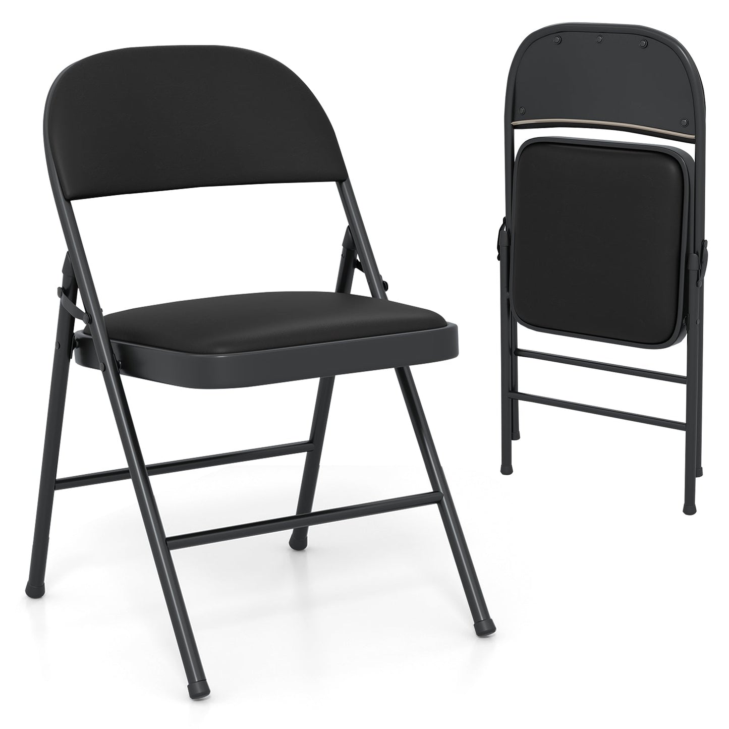 Folding Chairs Padded Party Chairs with Metal Frame-Black