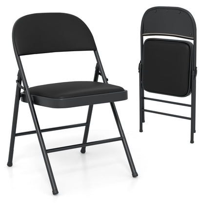 Folding Chairs Padded Party Chairs with Metal Frame-Black