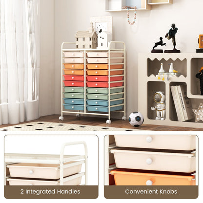 20 Drawers Rolling Storage Cart Studio Organizer-Deep Multicolor