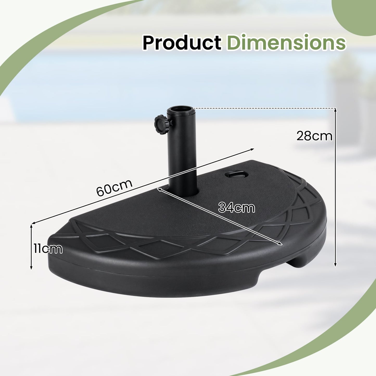 20kg Water & Sand Fillable Umbrella Stand with Pattern