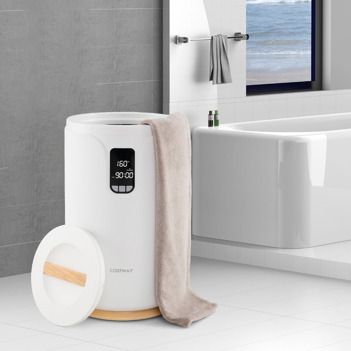 20L Hot Towel Bucket Towel Warmer with 30/60/90 Min Heating Time-White