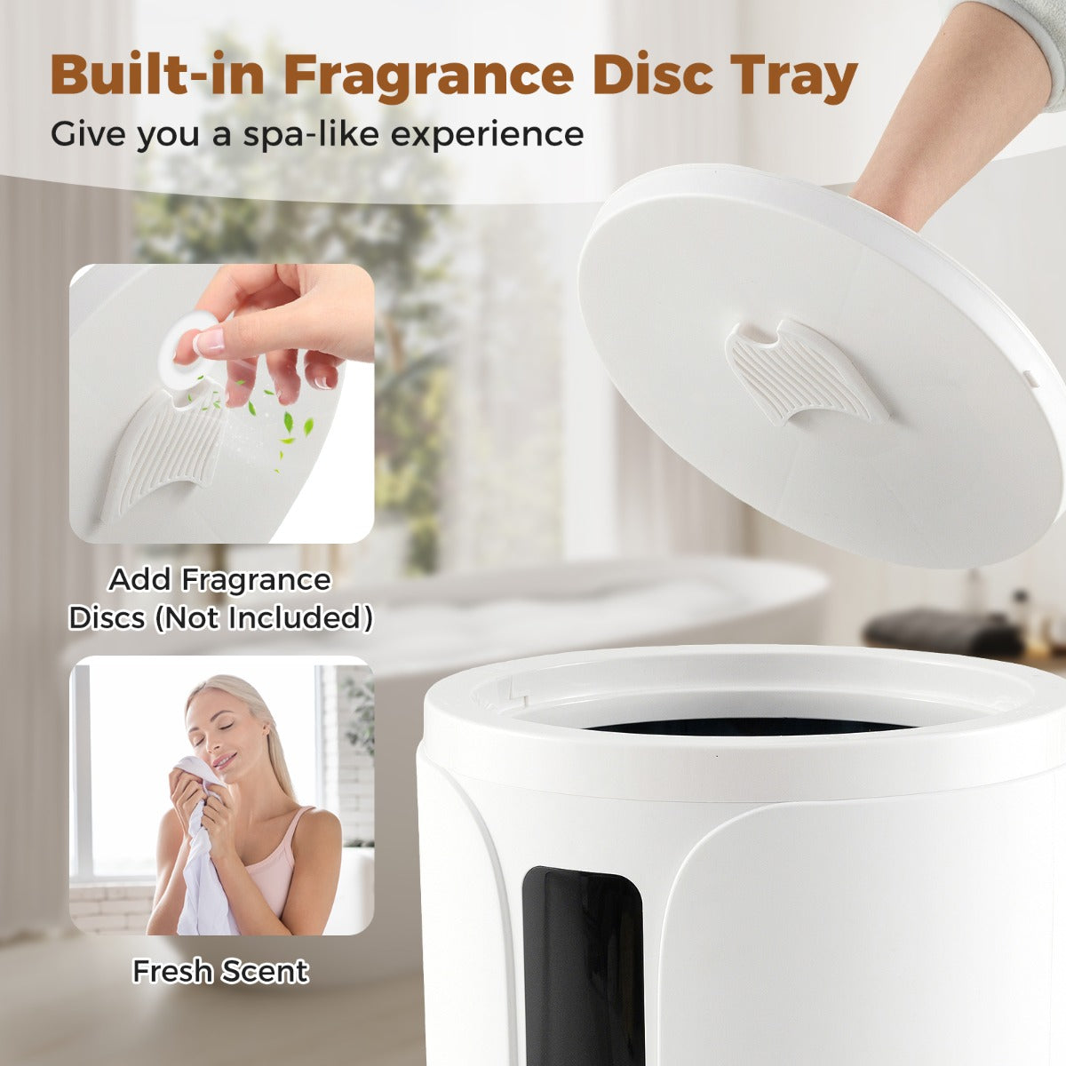 20L Hot Towel Bucket Towel Warmer with 30/60/90 Min Heating Time-White