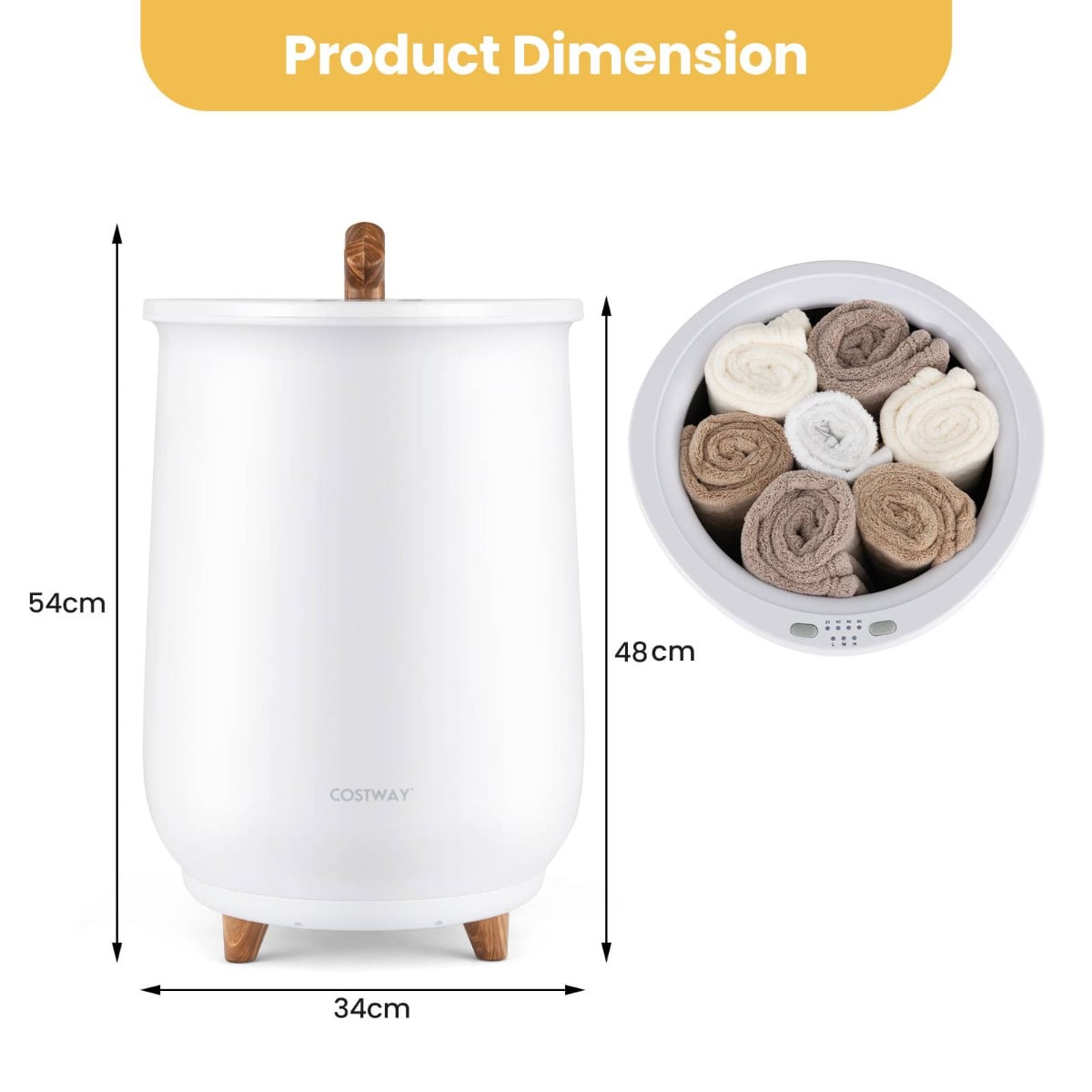 20L Large Luxury Bucket-Style Towel Warmer with Fragrant Disc Holder-White