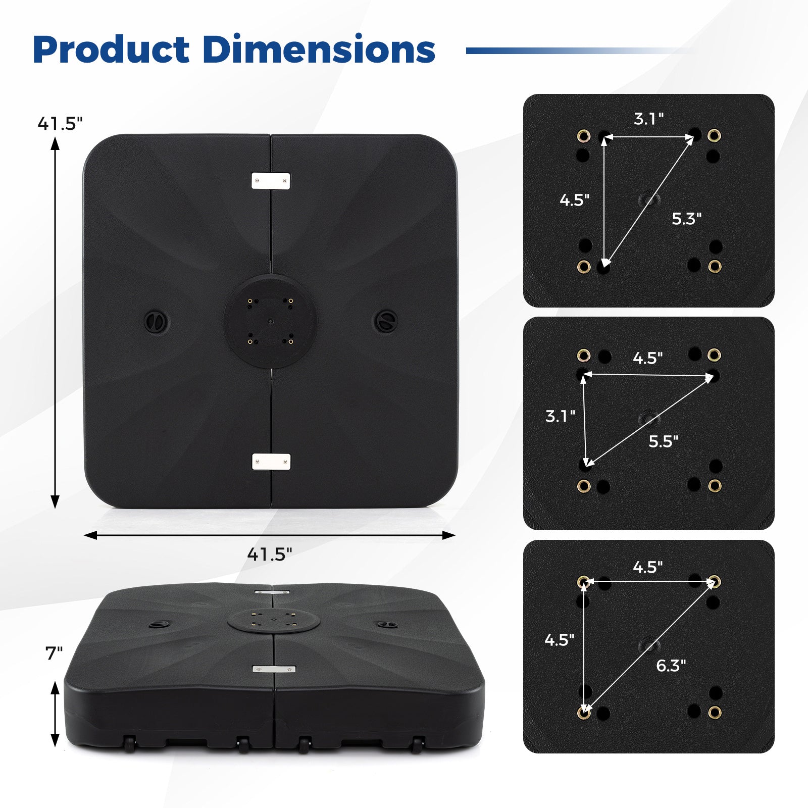 210 KG Outdoor Cantilever Umbrella Base with Wheels-Black