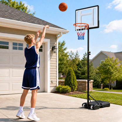 215-260 cm Height Adjustable Basketball Hoop with Clear PET Backboard for Teens Youth