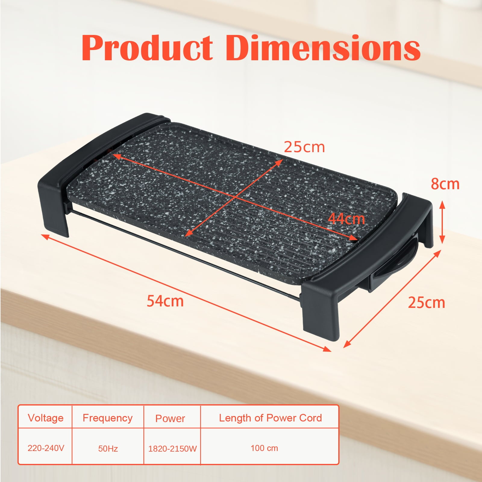 2150W Electric Griddle with 2 Nonstick Cooking Zones