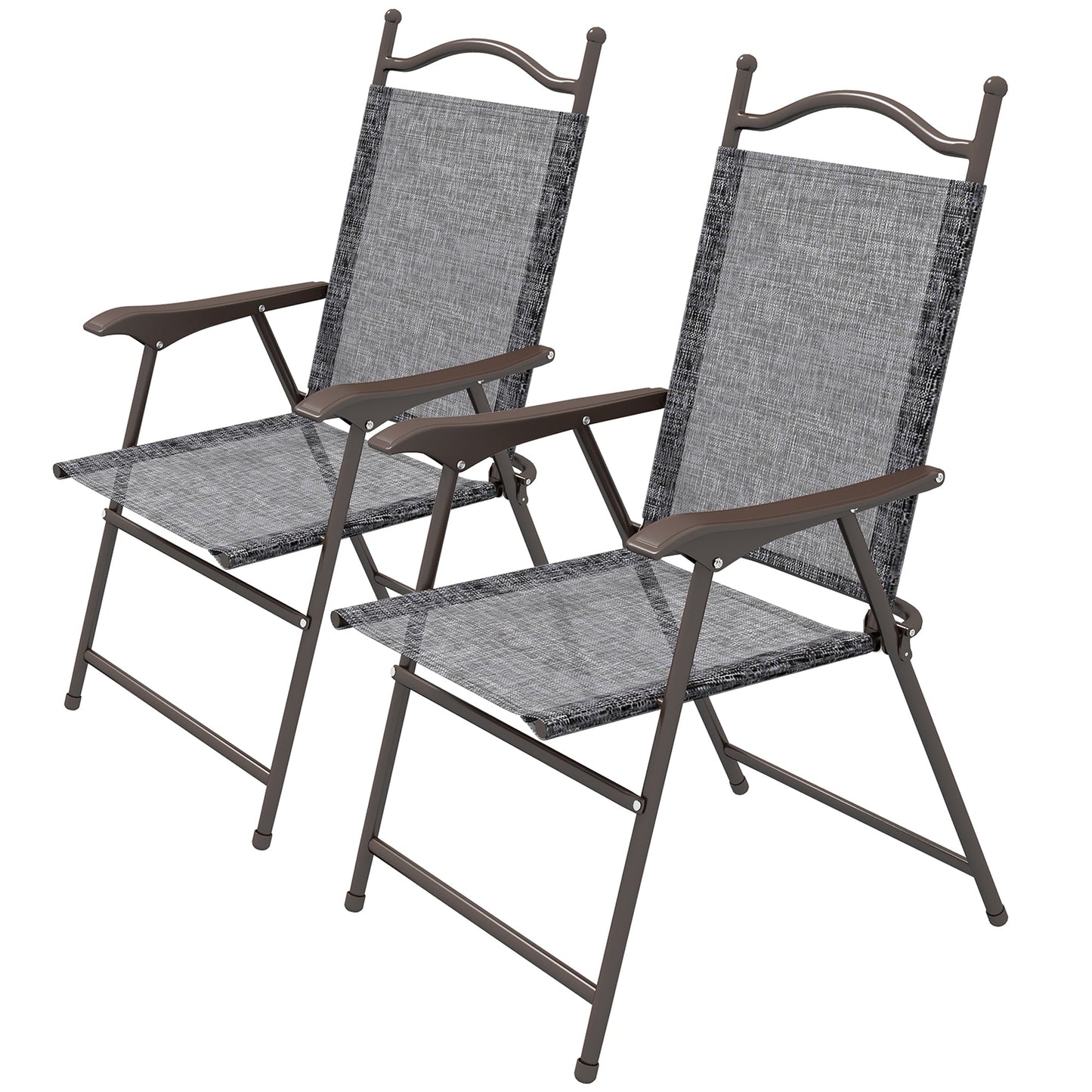 Outsunny Set of Two Folding Garden Chairs, with Fabric Mesh Seats - Grey