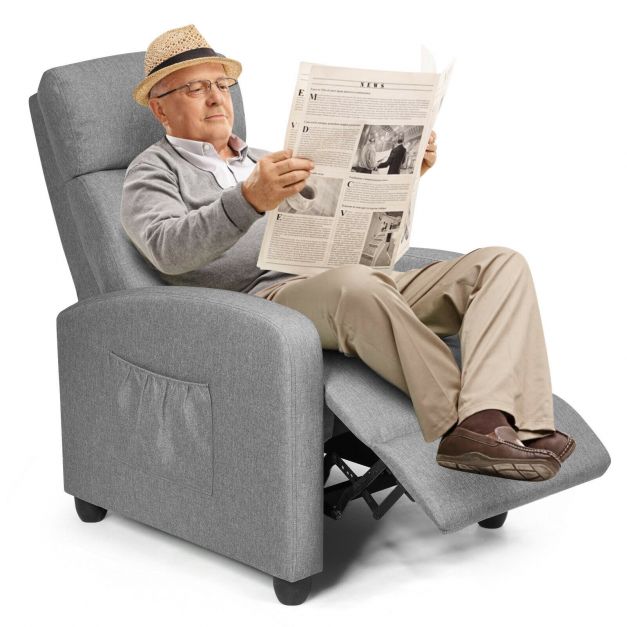 Modern Recliner Sofa Lounge / Adjustable Backrest Armchair-Grey