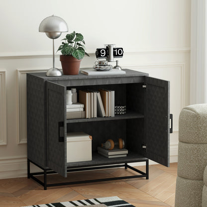 HOMCOM Modern Sideboard, Freestanding Sideboard Storage Cabinet with Adjustable Shelf and 2 Doors for Living Room, Grey