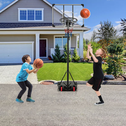 223-253 cm Portable Basketball Hoop with Front Wheels and Fillable Base