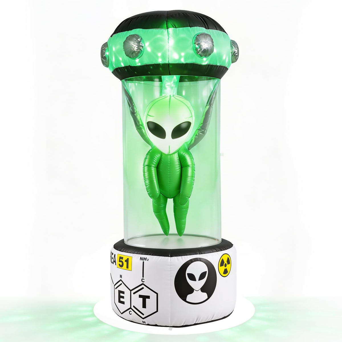 225 CM Halloween Blow Up Alien Outdoor Decorations with Rotating Flashing Green Lights