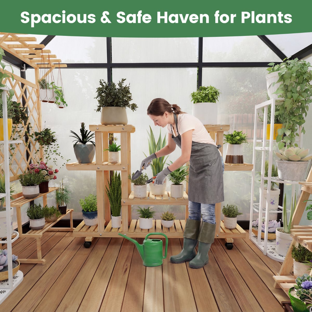 225 x 170CM Large Walk-in Aluminum Greenhouse-Transparent