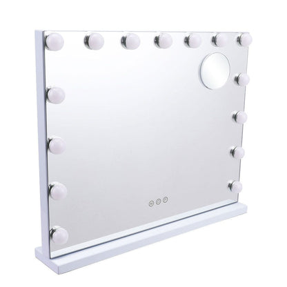 USB White Rectangle Tabletop Hollywood LED Vanity Mirror-58x48cm