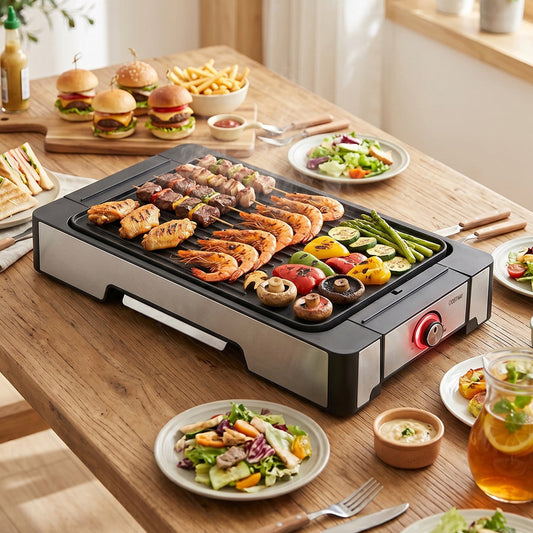 2300W Indoor Grill and Griddle with Nonstick Surface Removable Drip Tray for Family