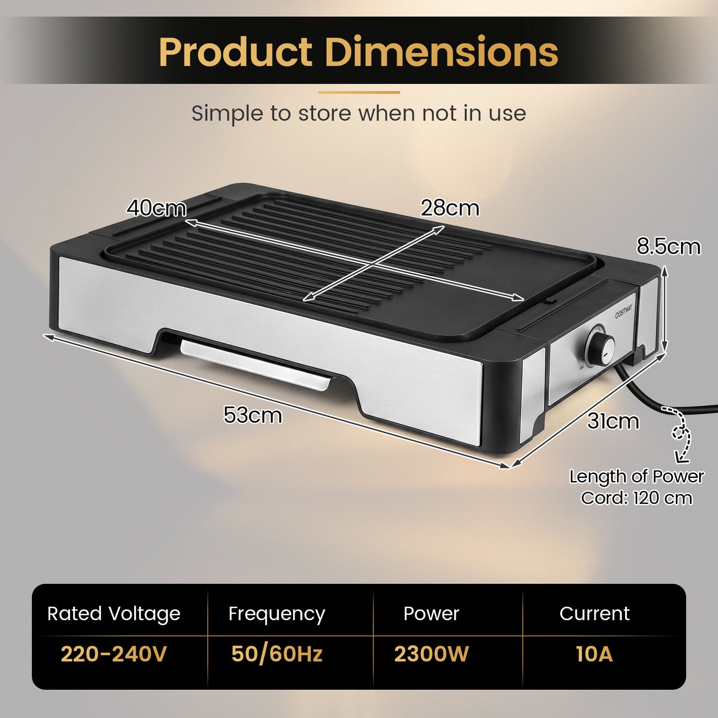 2300W Indoor Grill and Griddle with Nonstick Surface Removable Drip Tray for Family