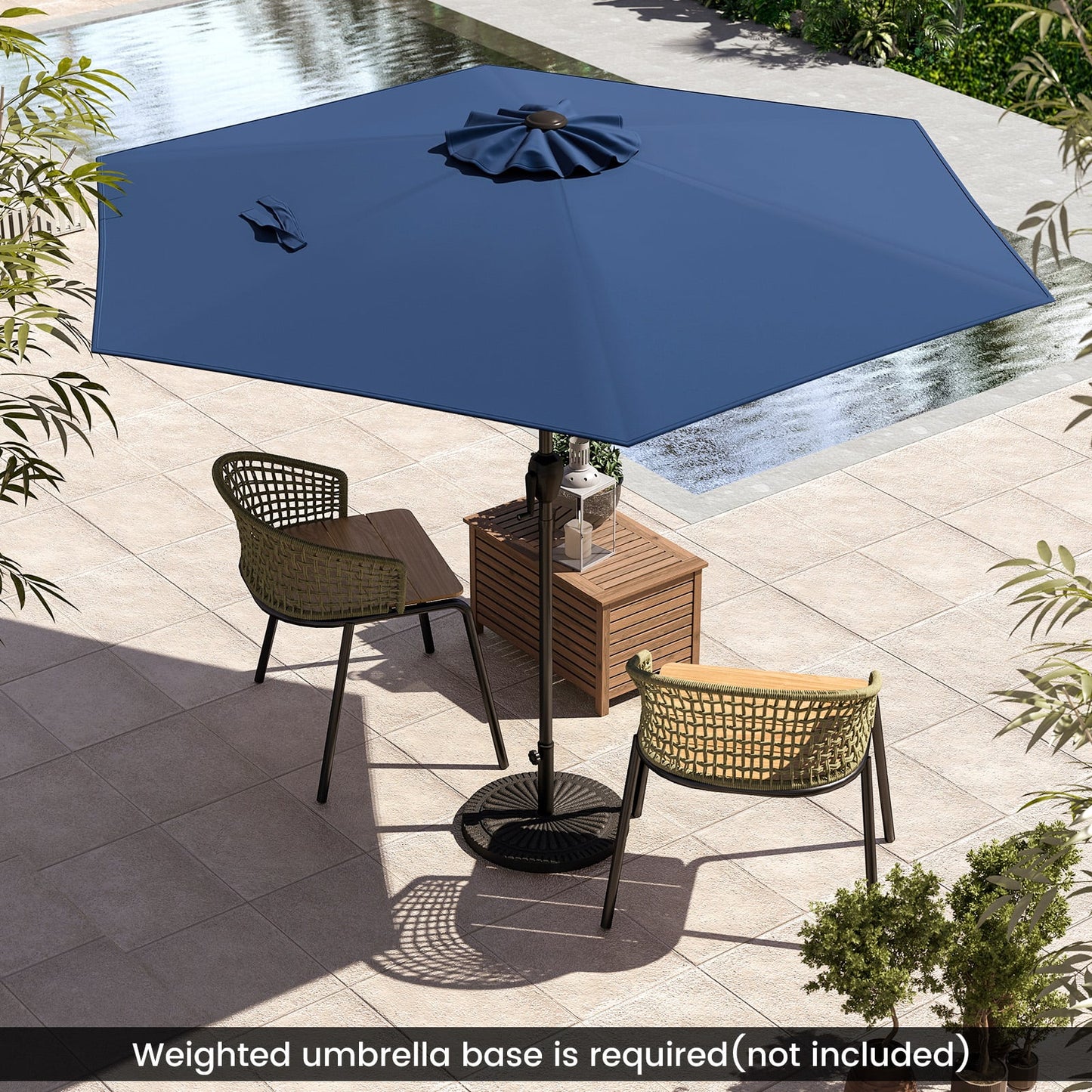230CM Patio Umbrella with Push Button Tilt and Vented Canopy-Navy