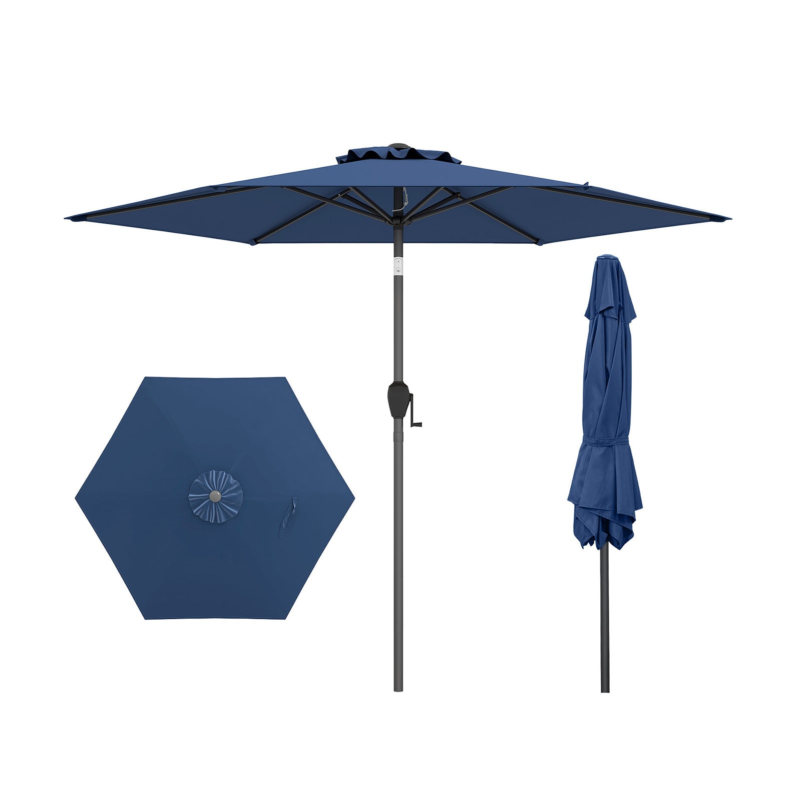 230CM Patio Umbrella with Push Button Tilt and Vented Canopy-Navy