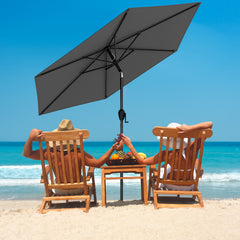 230CM Patio Umbrella with Push Button Tilt and Vented Canopy-Grey