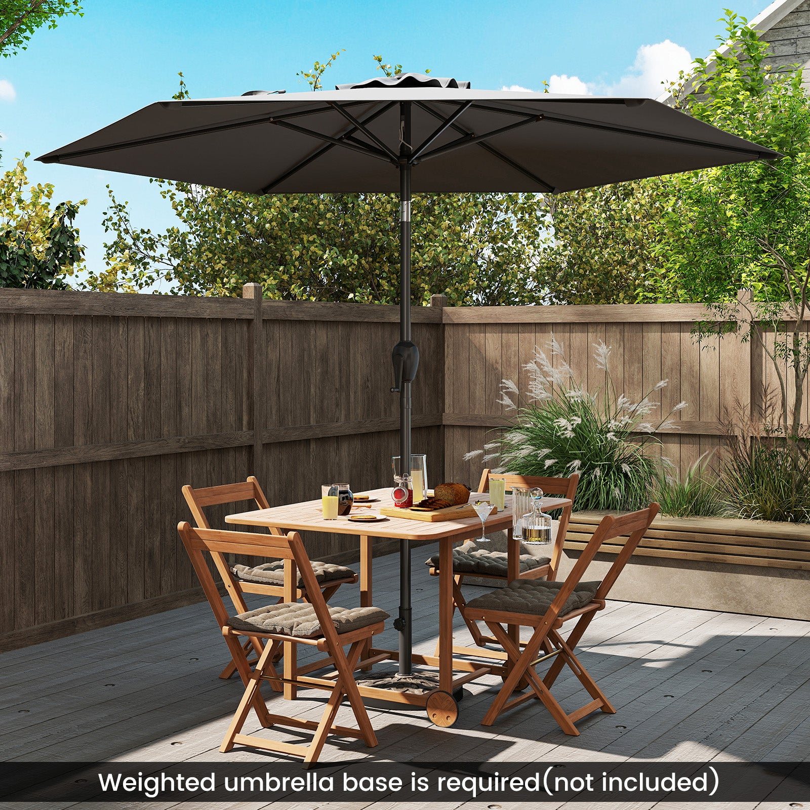 230CM Patio Umbrella with Push Button Tilt and Vented Canopy-Grey