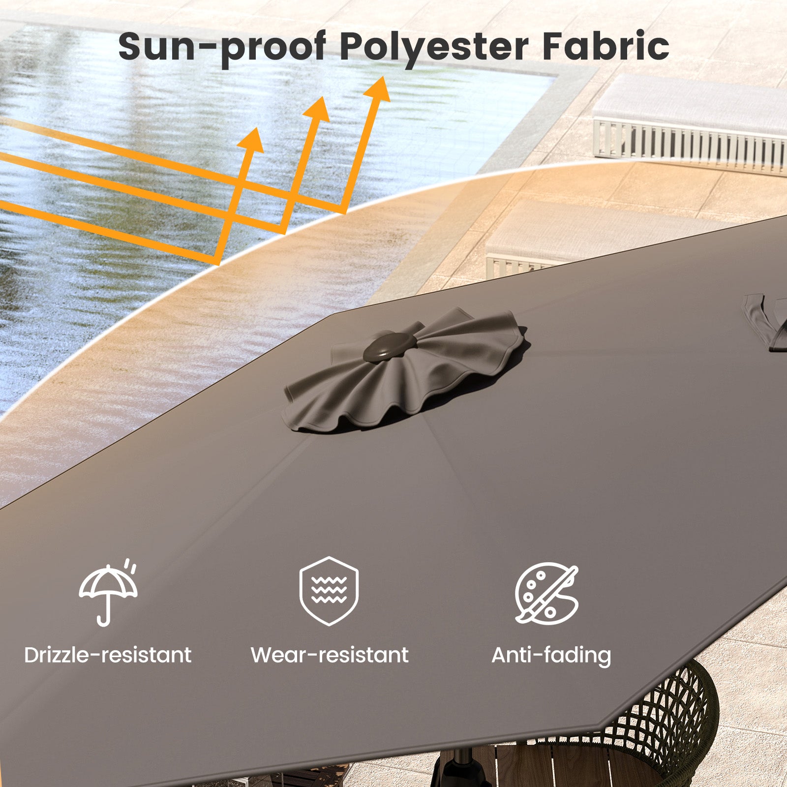 230CM Patio Umbrella with Push Button Tilt and Vented Canopy-Grey