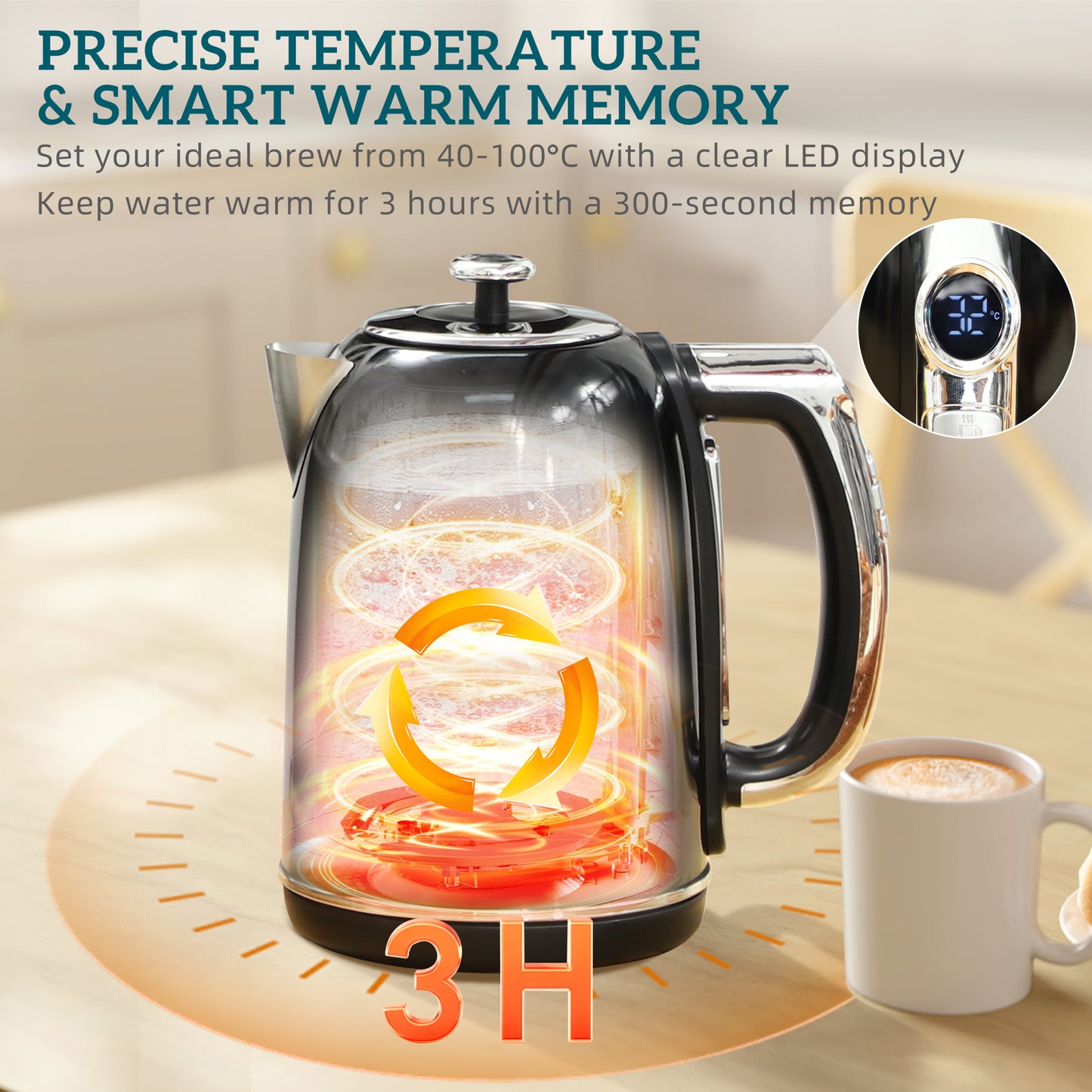 HOMCOM Polished Retro 40-100Â°C Kettle and Toaster Set - Black