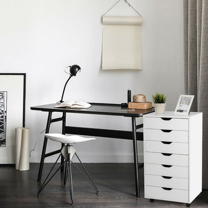 Mobile File Cabinet with 7 Drawer and wheels-White