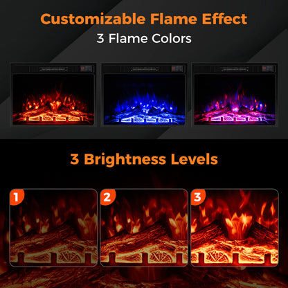23” Electric Fireplace 750W/1500W Fireplace Insert
